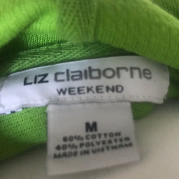 LIZ CLAIBORNE WAFFLE KNIT JACKET GREEN ZIP UP M - Picture 5 of 6